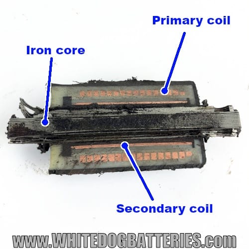 Coil core, primary and secondary coils